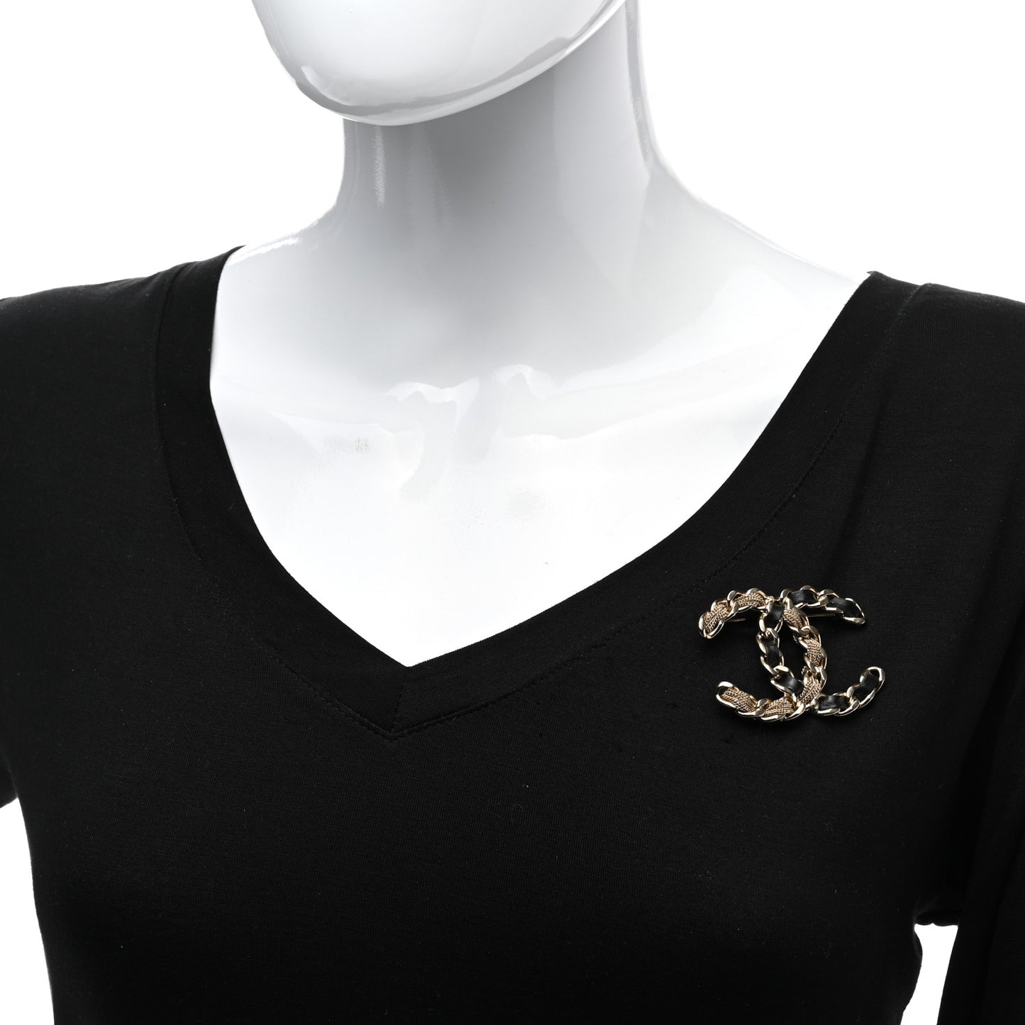 Metal Chain French New Wave CC Brooch Black Gold