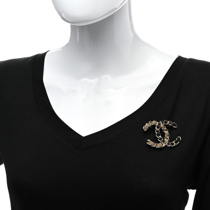 Chanel Metal Chain French New Wave CC Brooch Black Gold 2 of 5