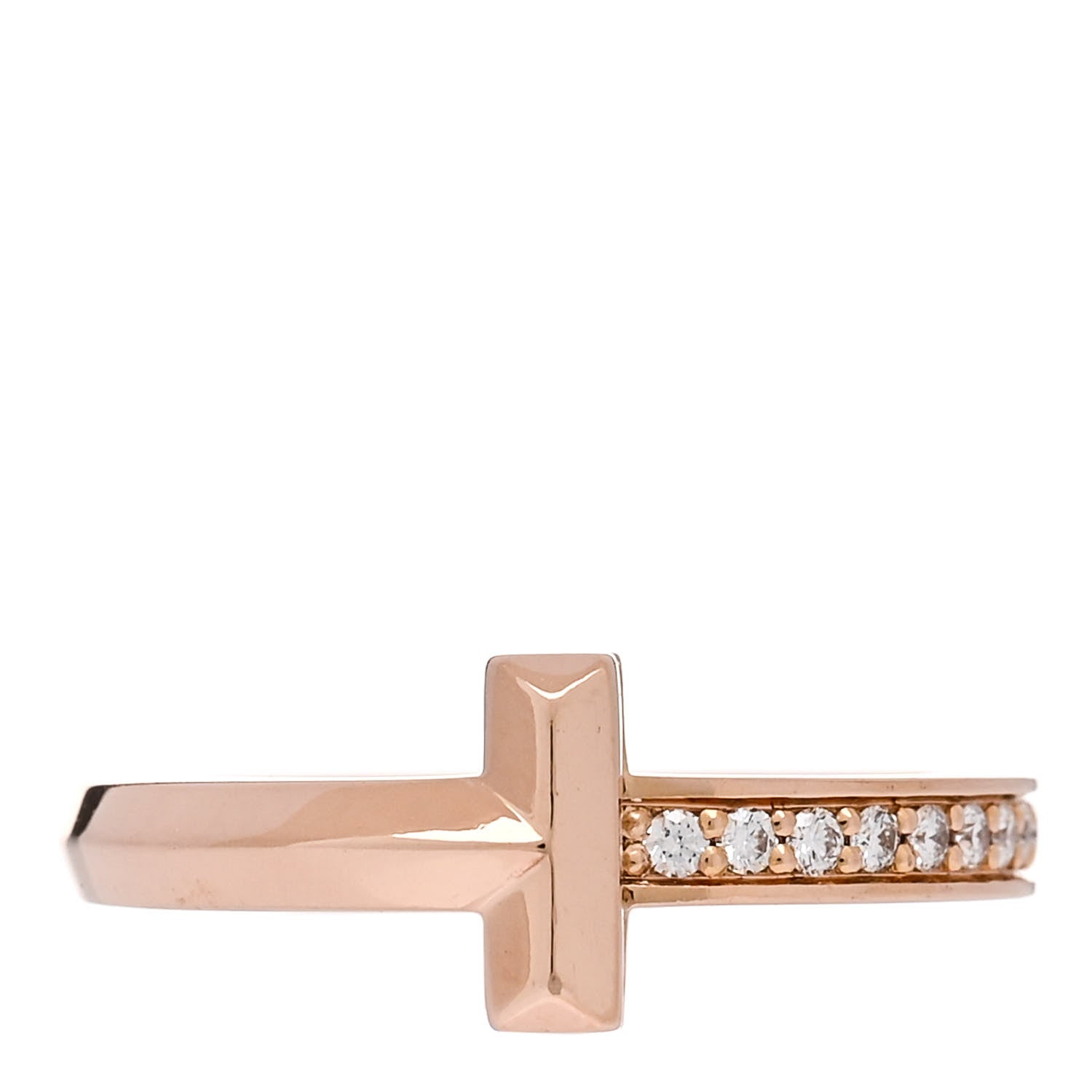 Tiffany 18K Rose Gold Diamond 2.5mm T T1 Ring 51 5.75 1 of 5