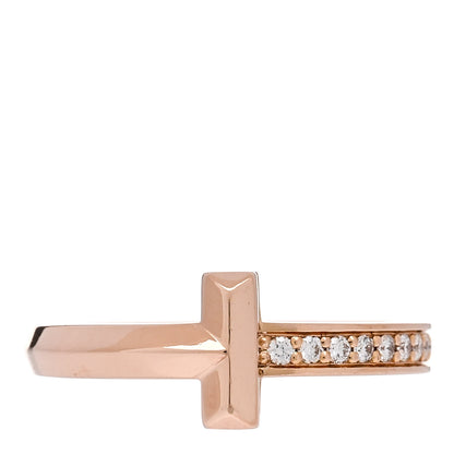 Tiffany 18K Rose Gold Diamond 2.5mm T T1 Ring 51 5.75 1 of 5