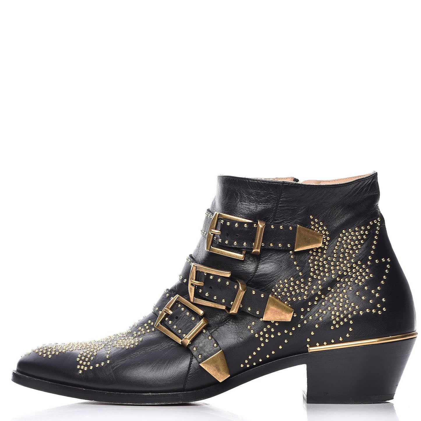 Nappa Sheepskin Studded Susanna Ankle Boots 39.5 Black Gold