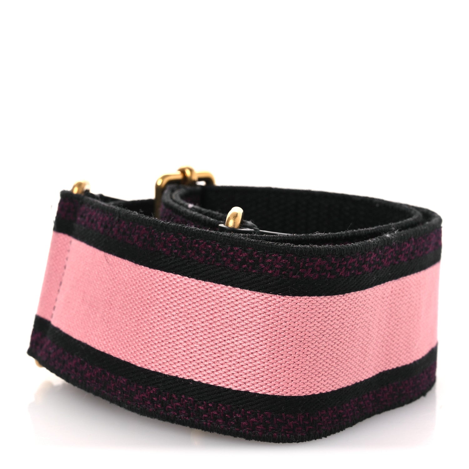 Christian Dior Canvas Embroidered Shoulder Strap Pink Black 2 of 7