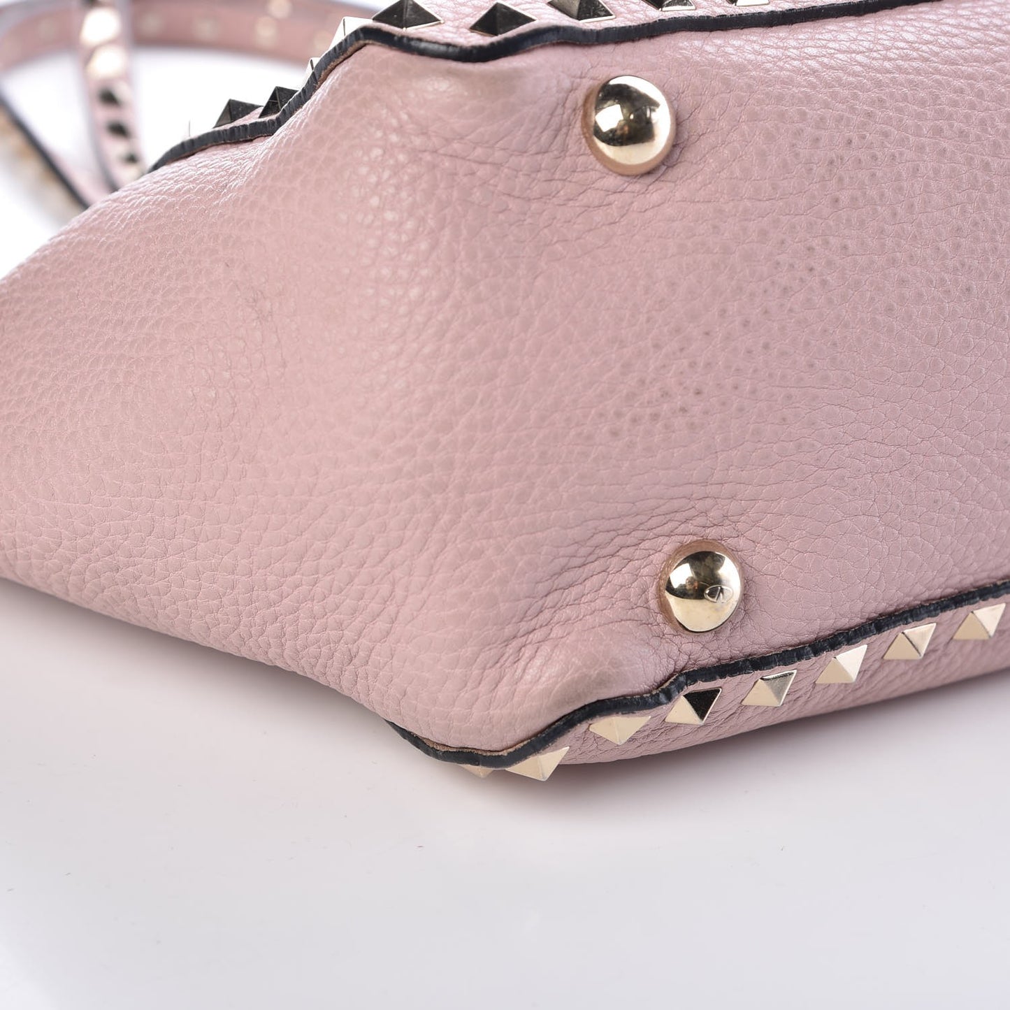 Grained Calfskin Small Rockstud Tote Water Rose