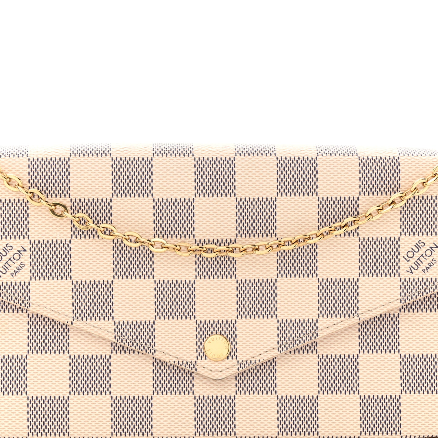 Damier Azur Pochette Felicie Chain Wallet Rose Ballerine