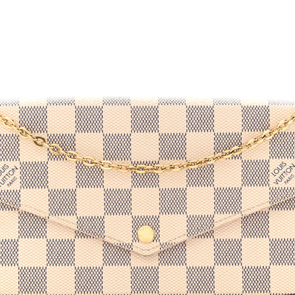 Louis Vuitton Damier Azur Pochette Felicie Chain Wallet Rose Ballerine 8 of 13