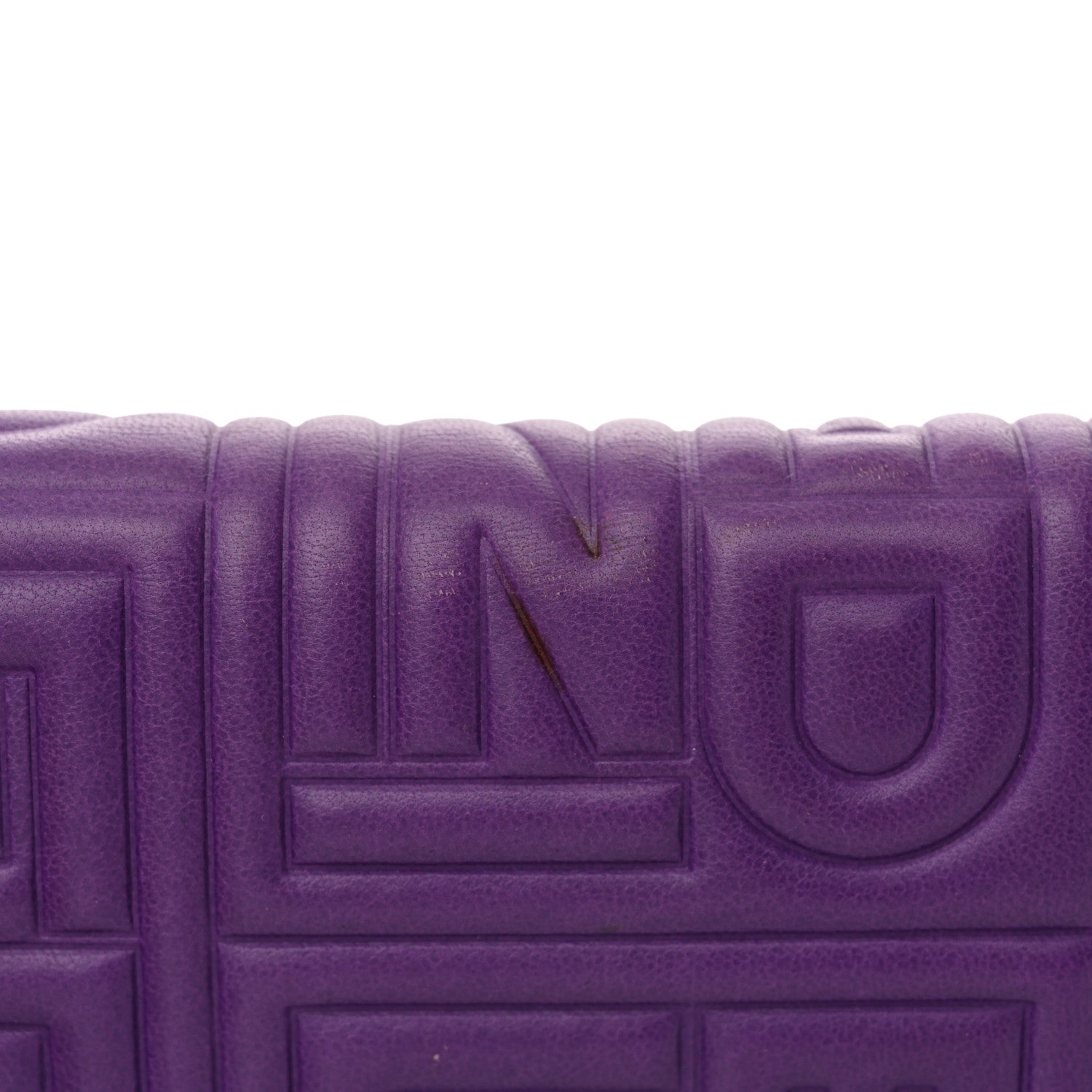 Fendi Nappa Logo Embossed Long Wallet On Chain Purple 13 of 15