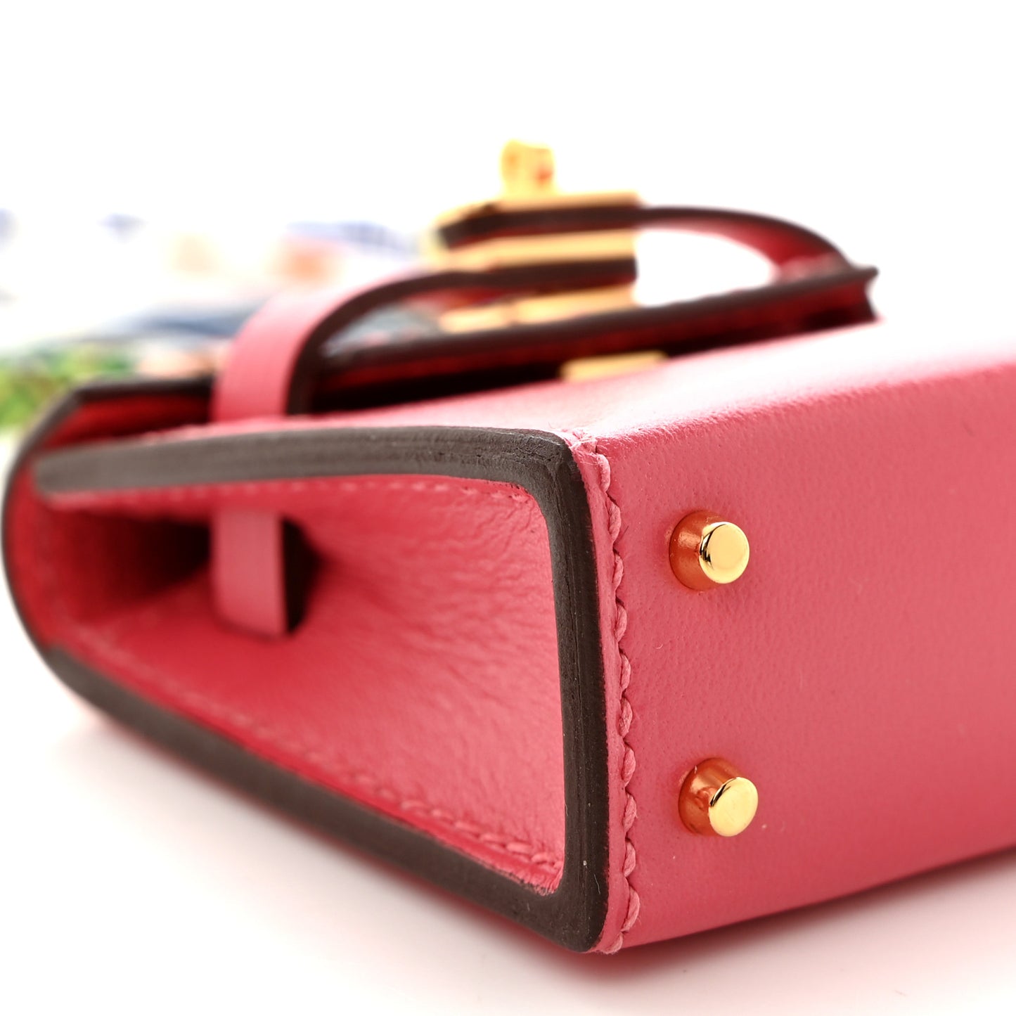 Tadelakt Mini Kelly Twilly Bag Charm Rose Lipstick