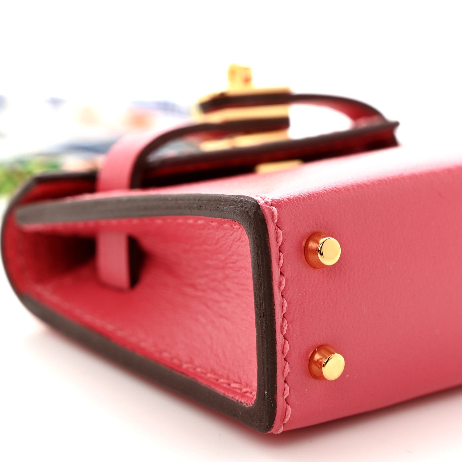 Hermes Tadelakt Mini Kelly Twilly Bag Charm Rose Lipstick 8 of 10