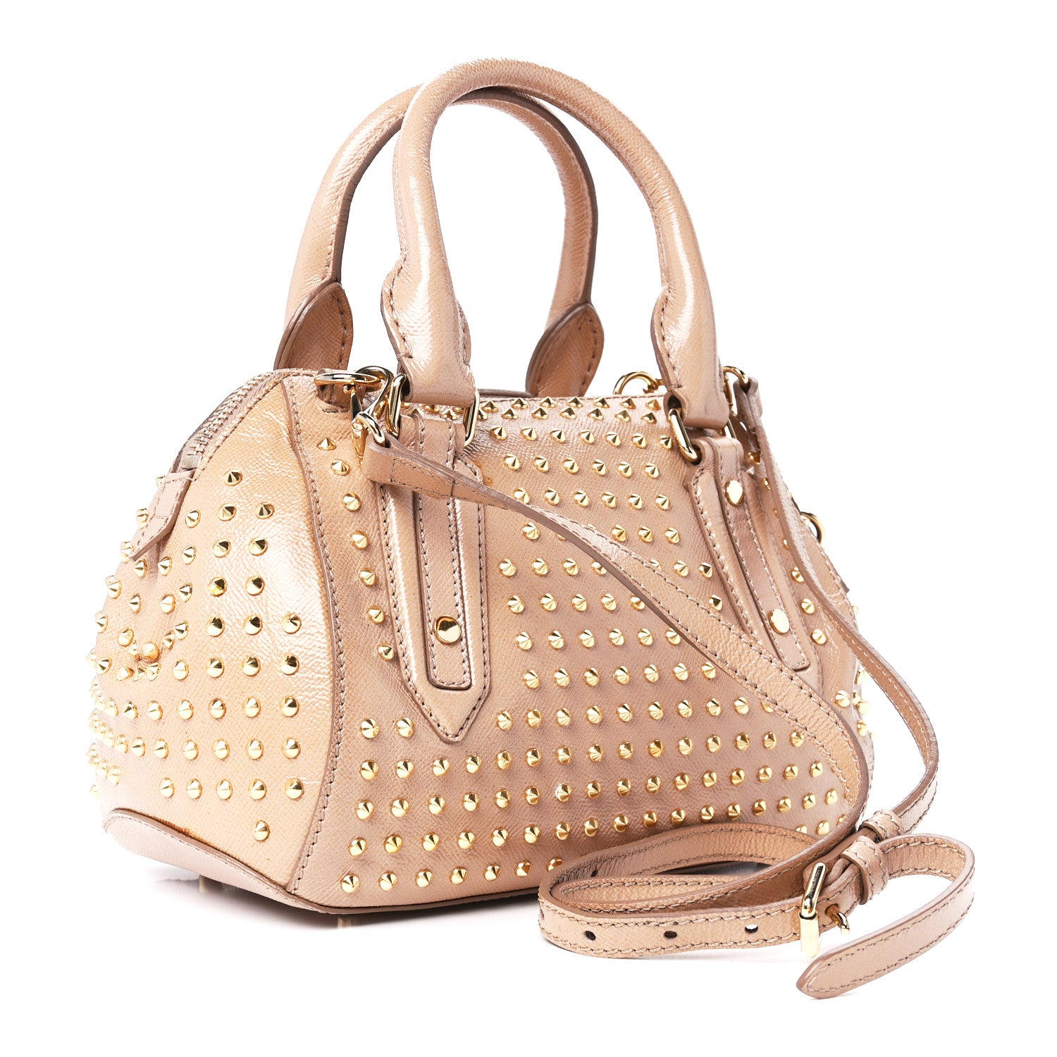 Burberry Patent Calfskin Studded Small Blaze Bowler Bag Oyster Pink 2 of 14