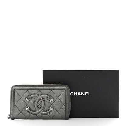 Chanel Caviar Quilted Medium Filigree Zip Around Wallet Dark Silver 9 of 9
