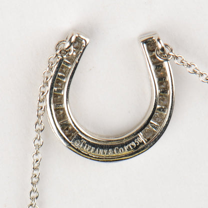 Tiffany Platinum Diamond Horseshoe Pendant Necklace 3 of 6