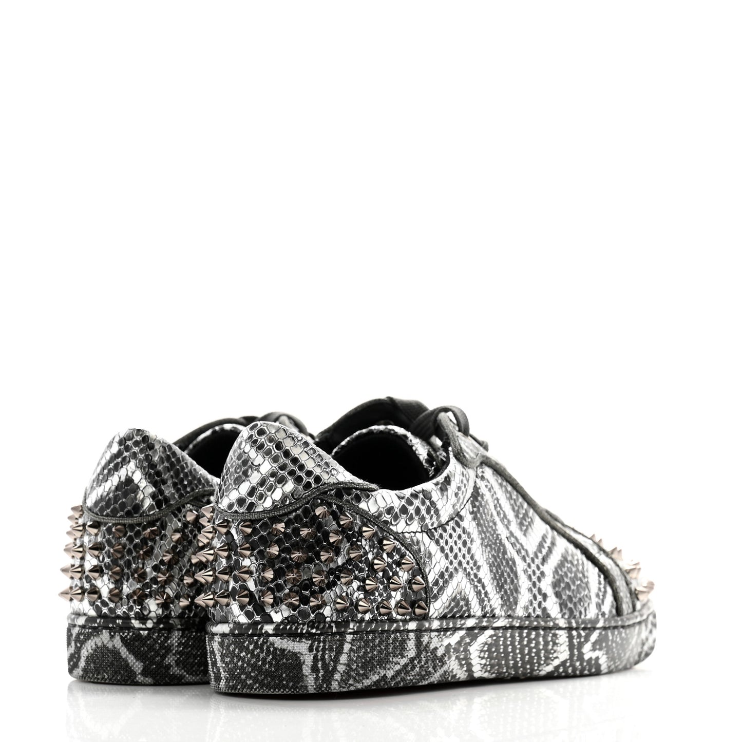 Calfskin Snake-Effect Seavaste Flat Sneakers 42 Silver