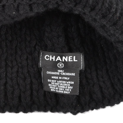Chanel Wool Cashmere CC Beanie Hat Black White 4 of 4