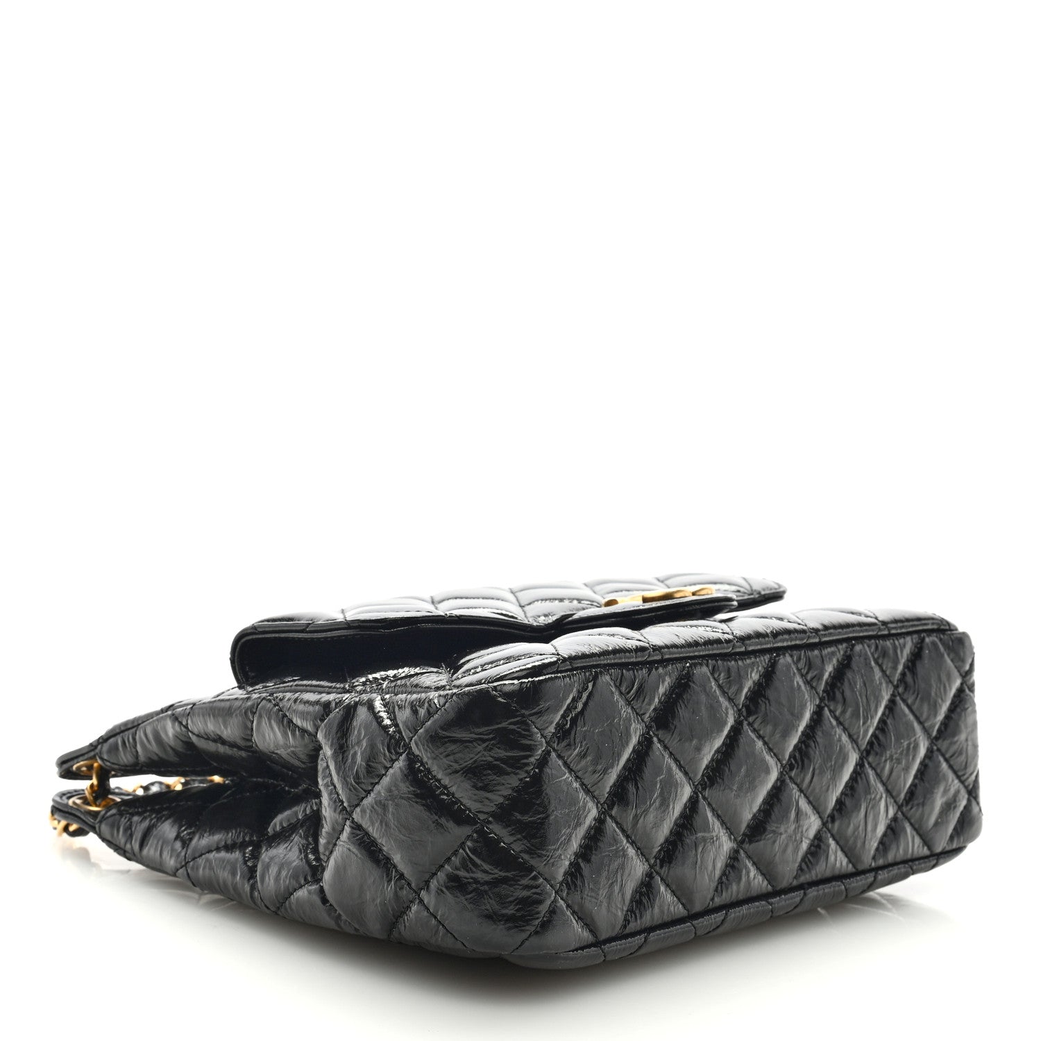 Chanel Shiny Crumpled Calfskin Quilted Wavy CC Hobo Black 3 of 8