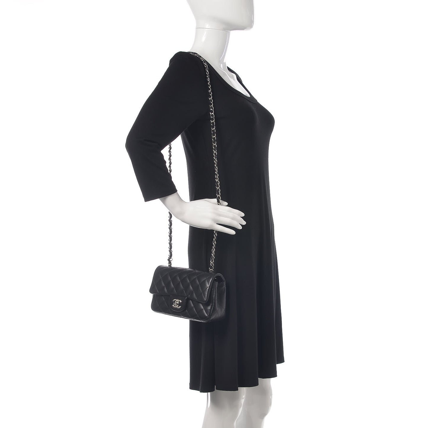 Lambskin Quilted Mini Rectangular Flap Black