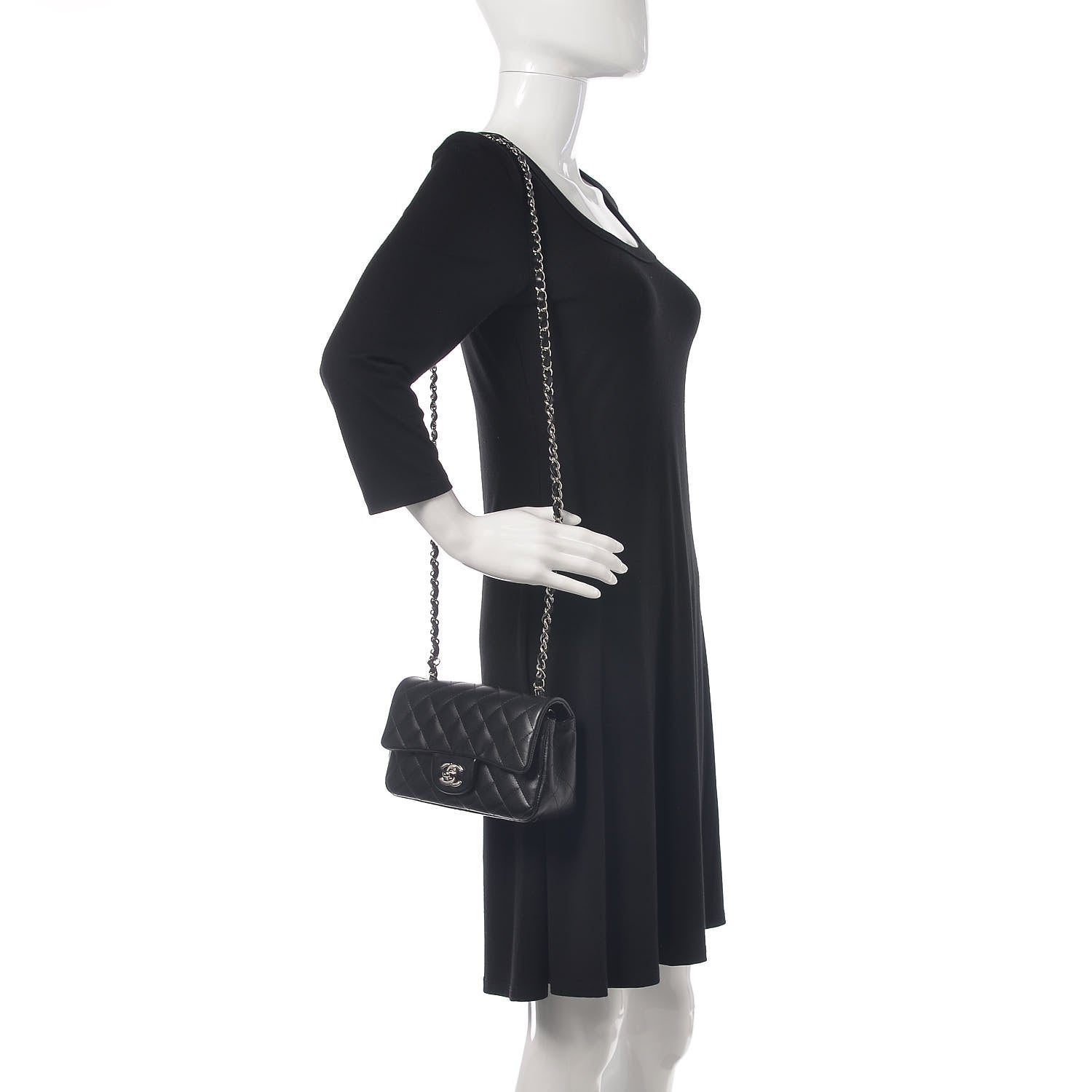 Chanel Lambskin Quilted Mini Rectangular Flap Black 2 of 9