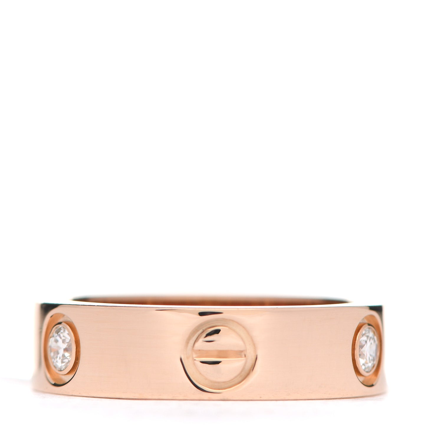 18K Pink Gold 3 Diamond 5.5mm LOVE Ring 55 7.25