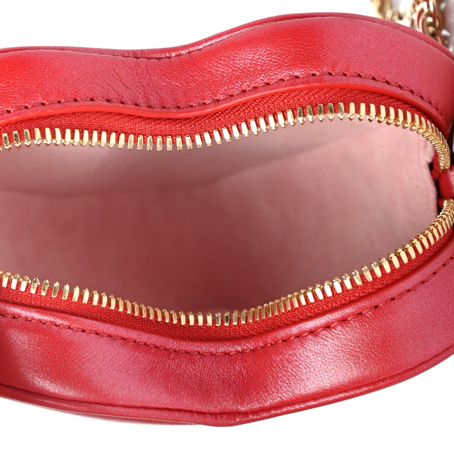 Lambskin Embossed Monogram Fall In Love Sac Coeur Heart Chain Bag Lipstick Red