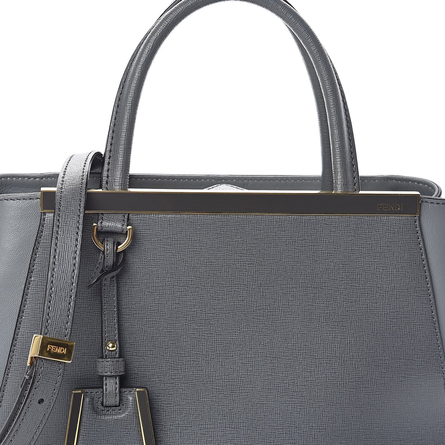 Fendi Vitello Elite Petite 2Jours Tote Grigio Grigio Chiaro 7 of 9