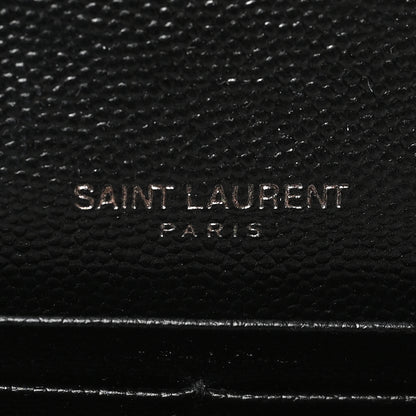 Saint Laurent Grain De Poudre Matelasse Chevron Monogram Flap Wallet Black 6 of 10