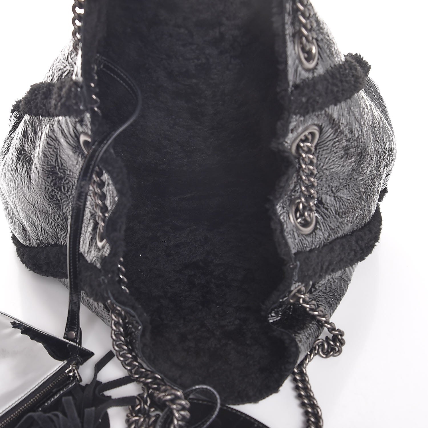 Gucci Patent Shearling Medium Soho Chain Shoulder Bag Black 5 of 7