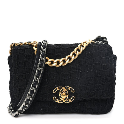 Chanel Tweed Quilted Medium Chanel 19 Flap Black Black 1 of 11