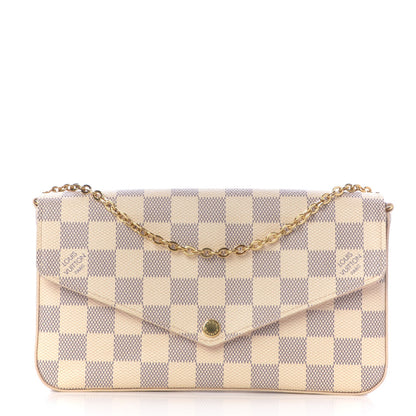 Louis Vuitton Damier Azur Pochette Felicie Chain Wallet Rose Ballerine 1 of 10
