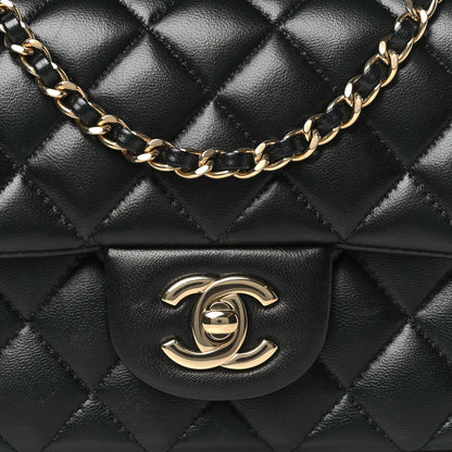 Chanel Lambskin Quilted Mini Top Handle Rectangular Flap Black 8 of 11
