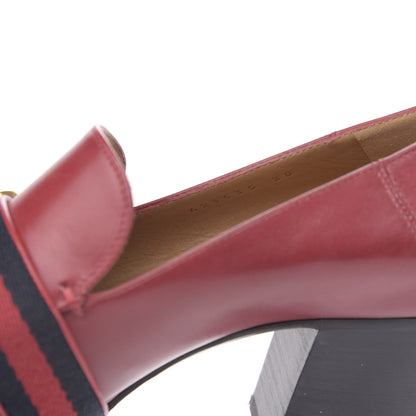 Gucci Calfskin Web Peyton Loafer Pumps 38 Hibiscus Red 8 of 9