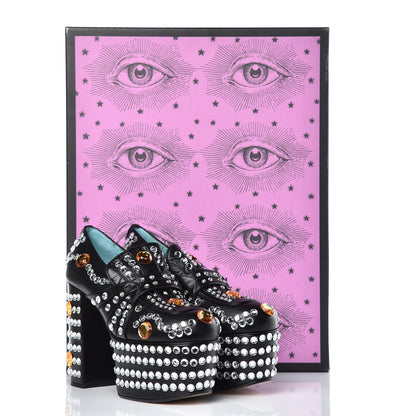 Gucci Malaga Kid Crystal Amilna Platform Loafer 36.5 Black 11 of 11