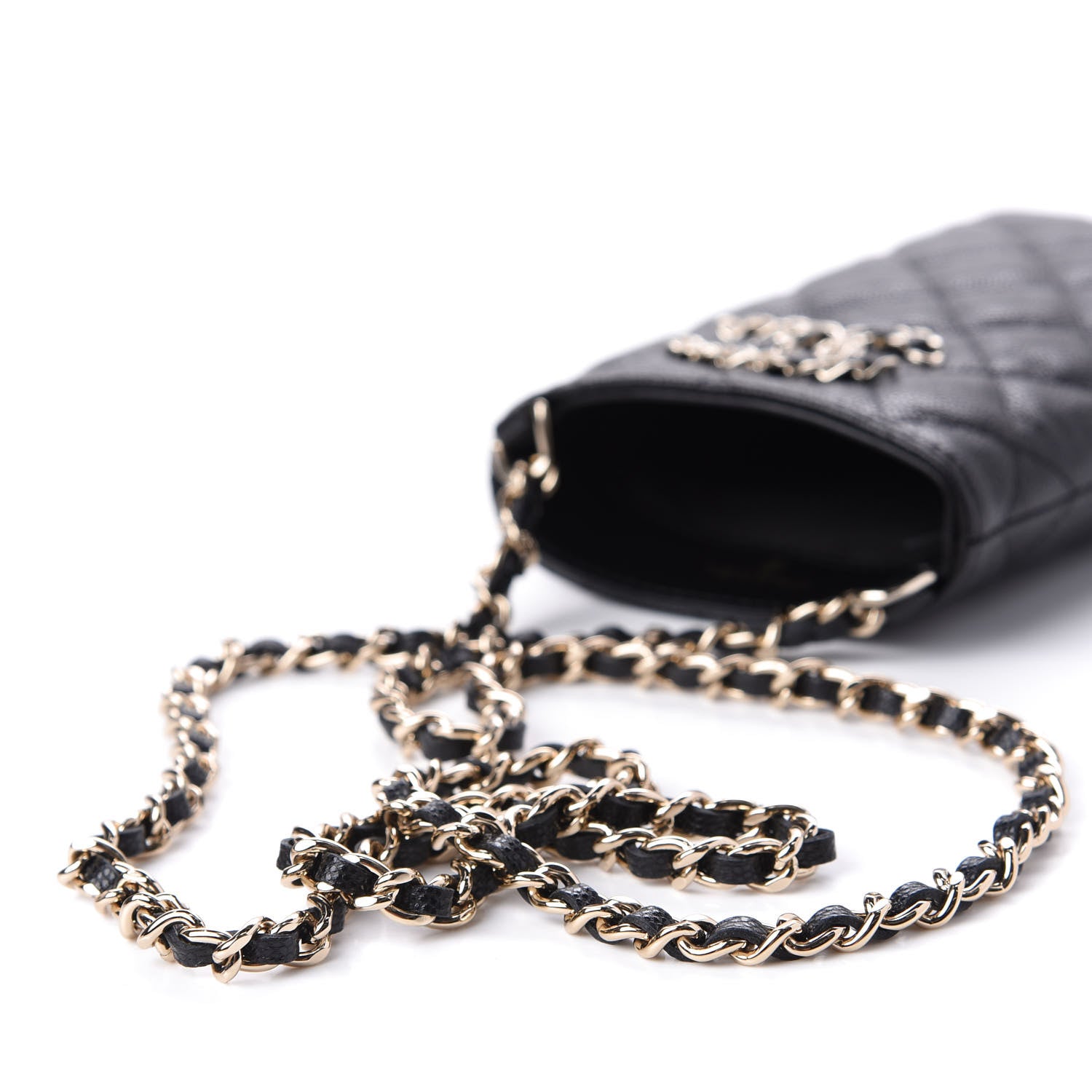 Chanel Caviar Quilted French New Wave Phone Holder With Chain Black 21 of 22