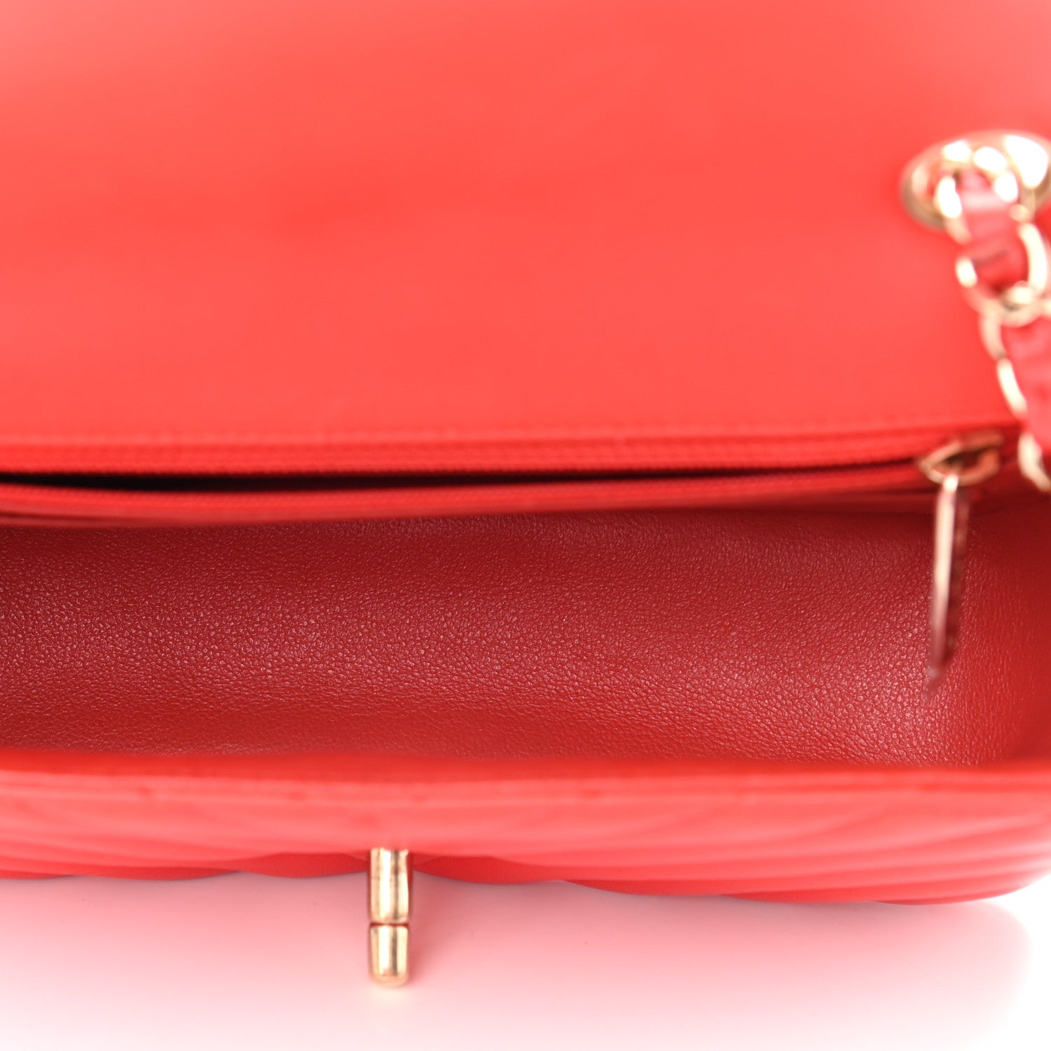 Chanel Lambskin Chevron Quilted Mini Rectangular Flap Red 5 of 9