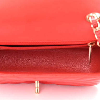 Chanel Lambskin Chevron Quilted Mini Rectangular Flap Red 5 of 9