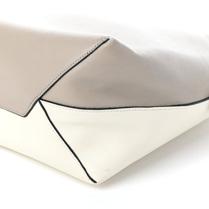 Celine Shiny Smooth Calfskin Zipped Twisted Cabas Beige White 9 of 9