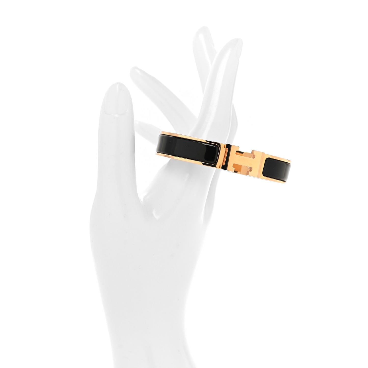 Enamel Narrow Clic Clac H Bracelet PM Black