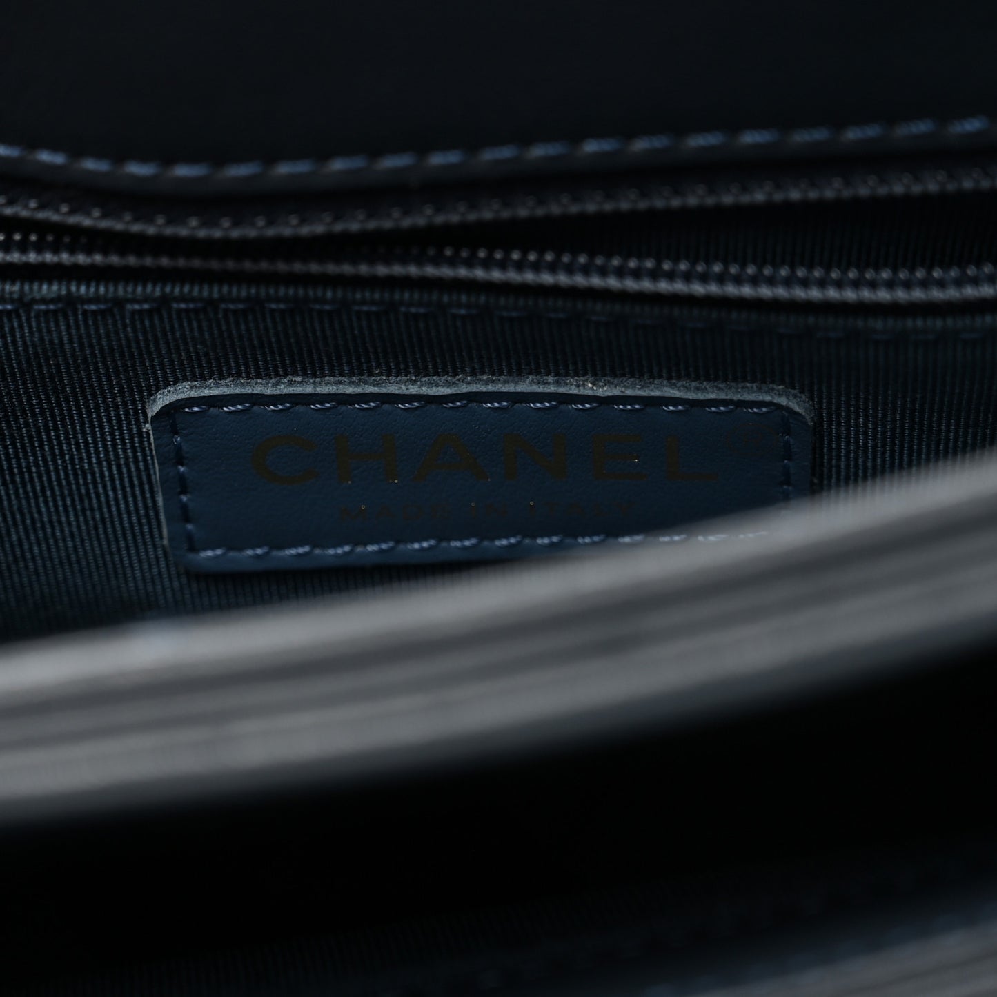 Calfskin Quilted Double Pocket Top Handle Flap Blue