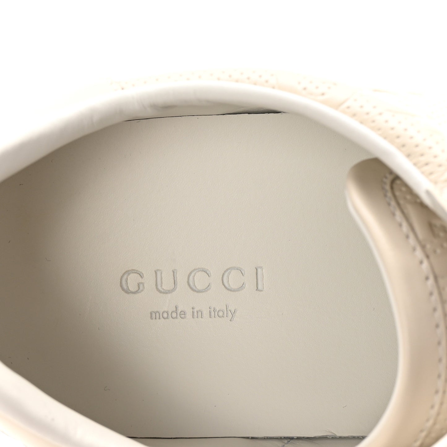 Calfskin GG Tennis Embossed Womens Ace Sneakers 39 Mystic White