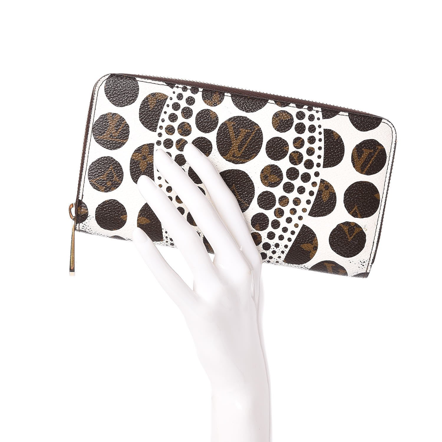 Louis Vuitton Monogram Kusama Pumpkin Dots Zippy Wallet White 2 of 14