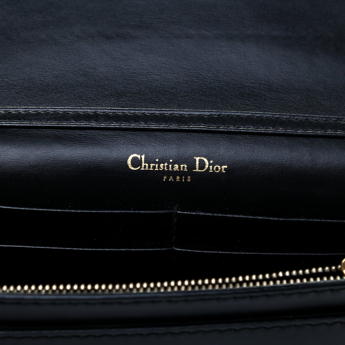 Calfskin J'Adior Wallet on Chain Pouch Black
