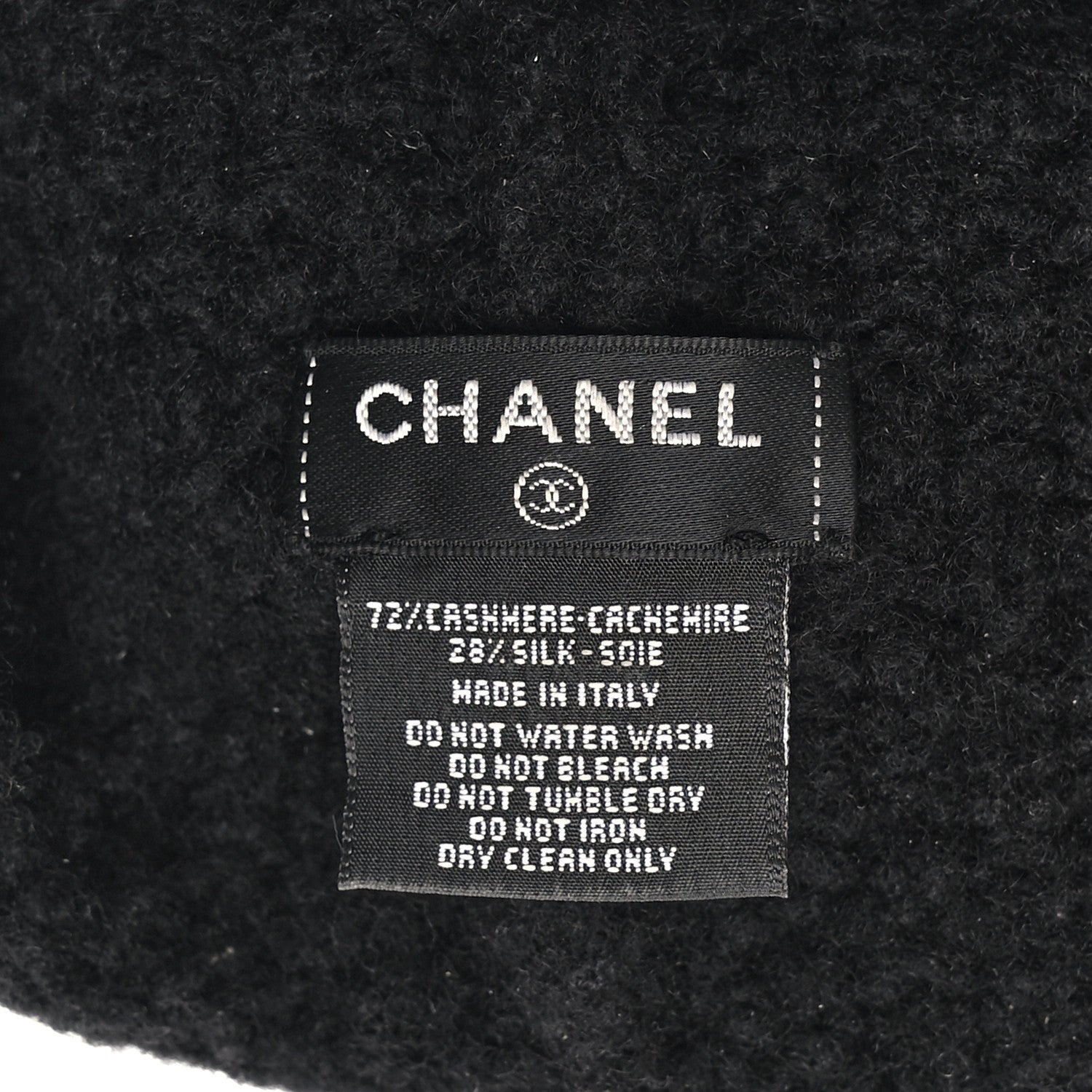 Chanel Cashmere Silk CC Beanie Hat Black 5 of 5