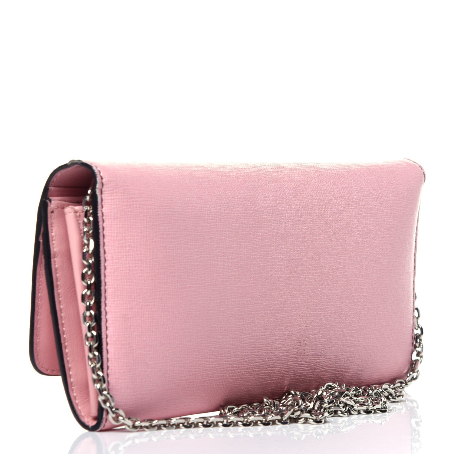 Fendi Vitello Elite Century Hypnoteyes Studded Continental Wallet On Chain Bubblegum Multicolor 3 of 13