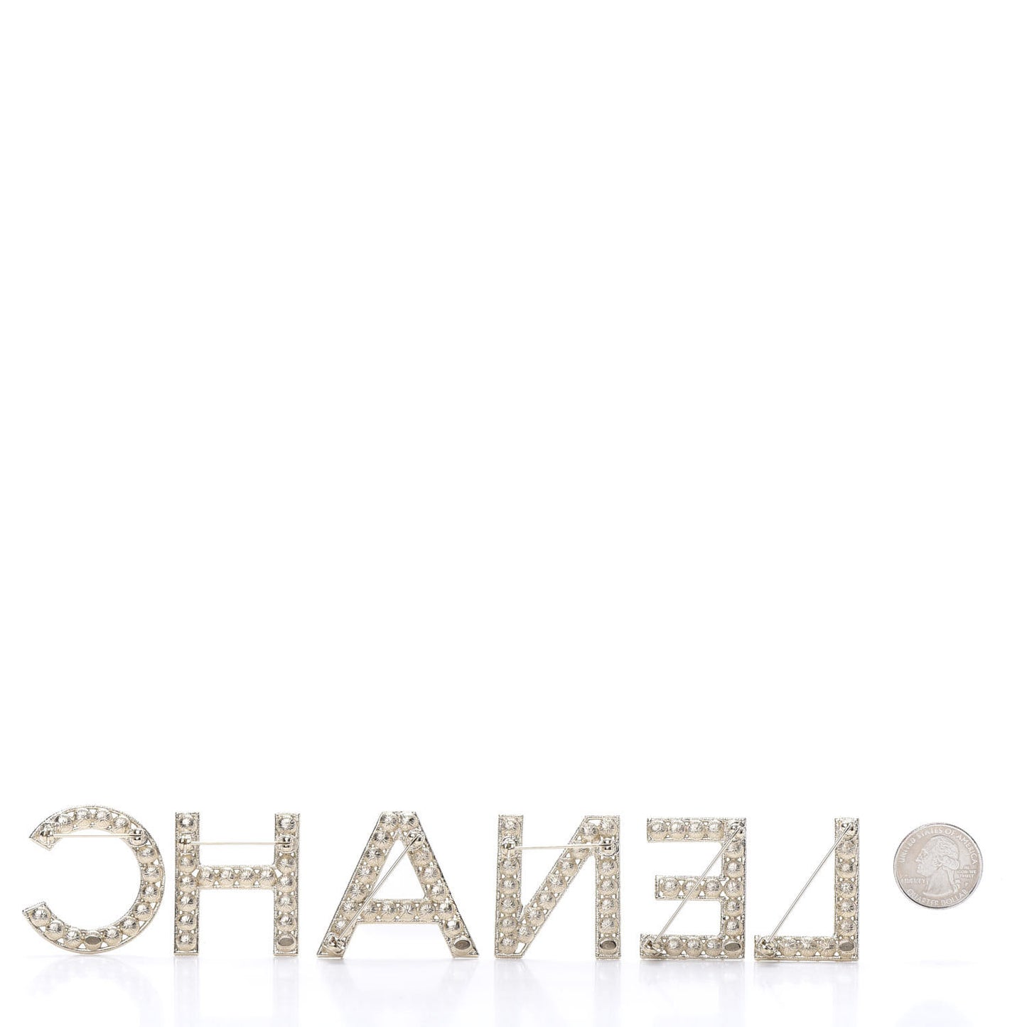Crystal Cha-Nel Logo Brooch Set Gold