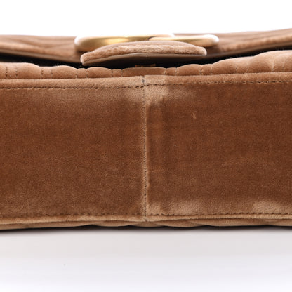Gucci Velvet Matelasse Medium GG Marmont Shoulder Bag Taupe 12 of 15