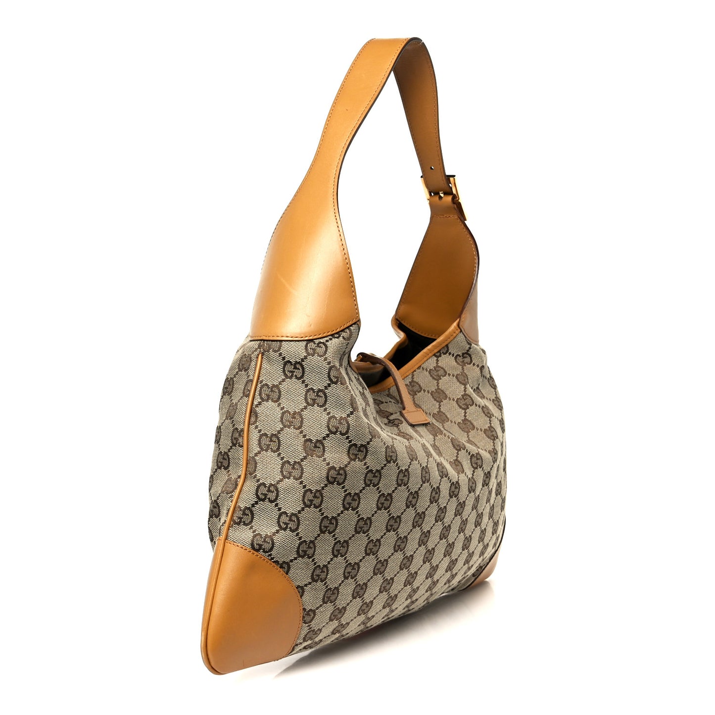 Monogram Lobster Clasp Jackie O Hobo Red Beige
