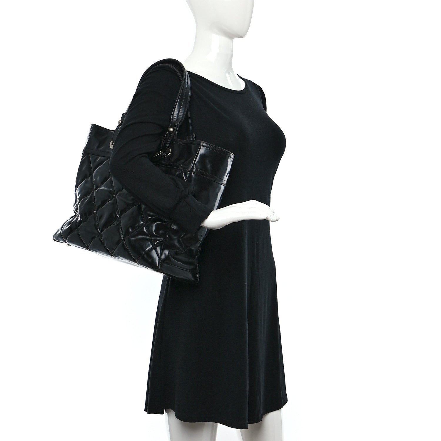 Chanel Vinyl Quilted Large Paris Biarritz Tote Black 2 of 15