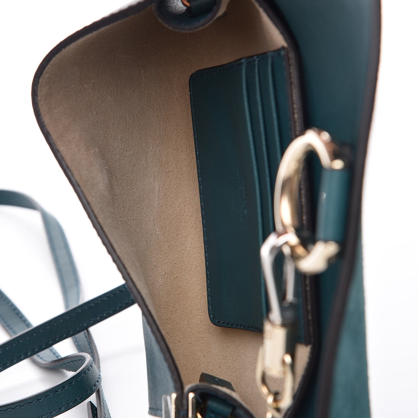 Suede Calfskin Mini Faye Shoulder Bag Teal