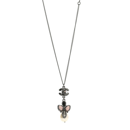 Chanel Ruthenium Pearl CC Drop Necklace 1 of 8