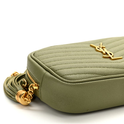 Saint Laurent Grain De Poudre Matelasse Monogram Mini Lou Camera Bag Light Sage 9 of 11
