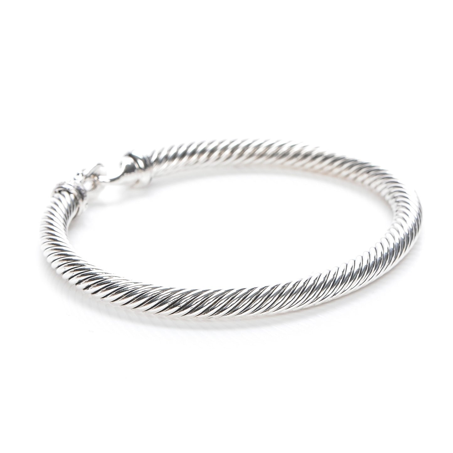 Sterling Silver Diamond 5mm Cable Buckle Bracelet