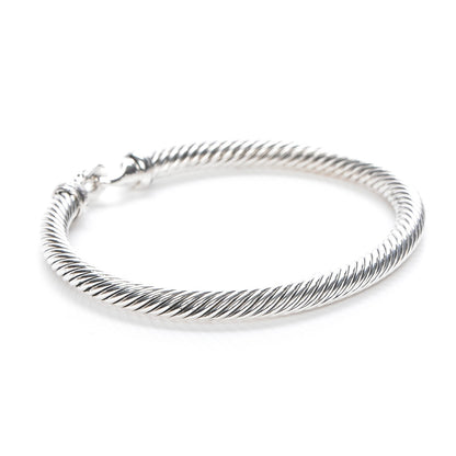 David Yurman Sterling Silver Diamond 5mm Cable Buckle Bracelet 3 of 5